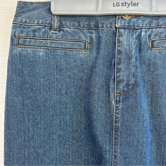 Bohemian Prairie Western Women’s Liz Claiborne 100% Cotton Long Denim Maxi Skirt - Picture 3 of 7